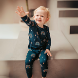 Children's PJ Set Navy Rainbow