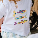 Oversized Kid's T-Shirt White Fish Stack