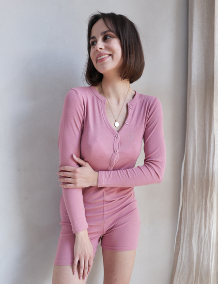 Ladies Ribbed Bodysuit - Rose
