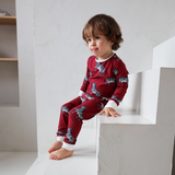 PJ-Set für Kinder Zebra Dunkelrot