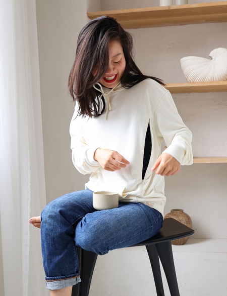 Bamboo Breastfeeding Hoodie - Ivory