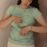 Still-Tee mit Rüschen Salbei-Grün