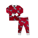 PJ-Set für Kinder Zebra Dunkelrot