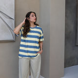 Oversized Breastfeeding Tee Butter and Blue
