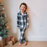 Kinder-PJ-Set Grün Tartan