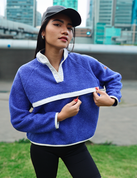 Breastfeeding Fleece Retro Cobalt