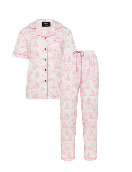 Ladies Pyjamas Set Pink Toile de Jouy
