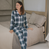 Damen Schlafanzug Set Grün Tartan