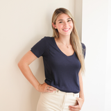 Still-T-Shirt V-Ausschnitt Marineblau