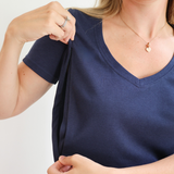 Still-T-Shirt V-Ausschnitt Marineblau