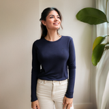 Breastfeeding T-Shirt Long Sleeve Navy Blue