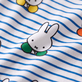 Close-up of the soft bamboo fabric of the Ladies Miffy Peek-a-Boo Blue bamboo pyjama set